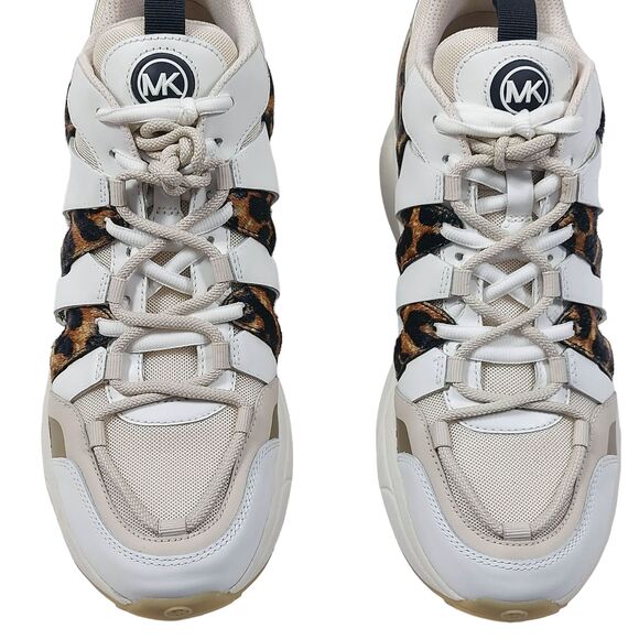 Michael Kors Sneakers Womens Sz 10 Ecru Hero Trainer Animal Print Small Air Mesh - Picture 13 of 16